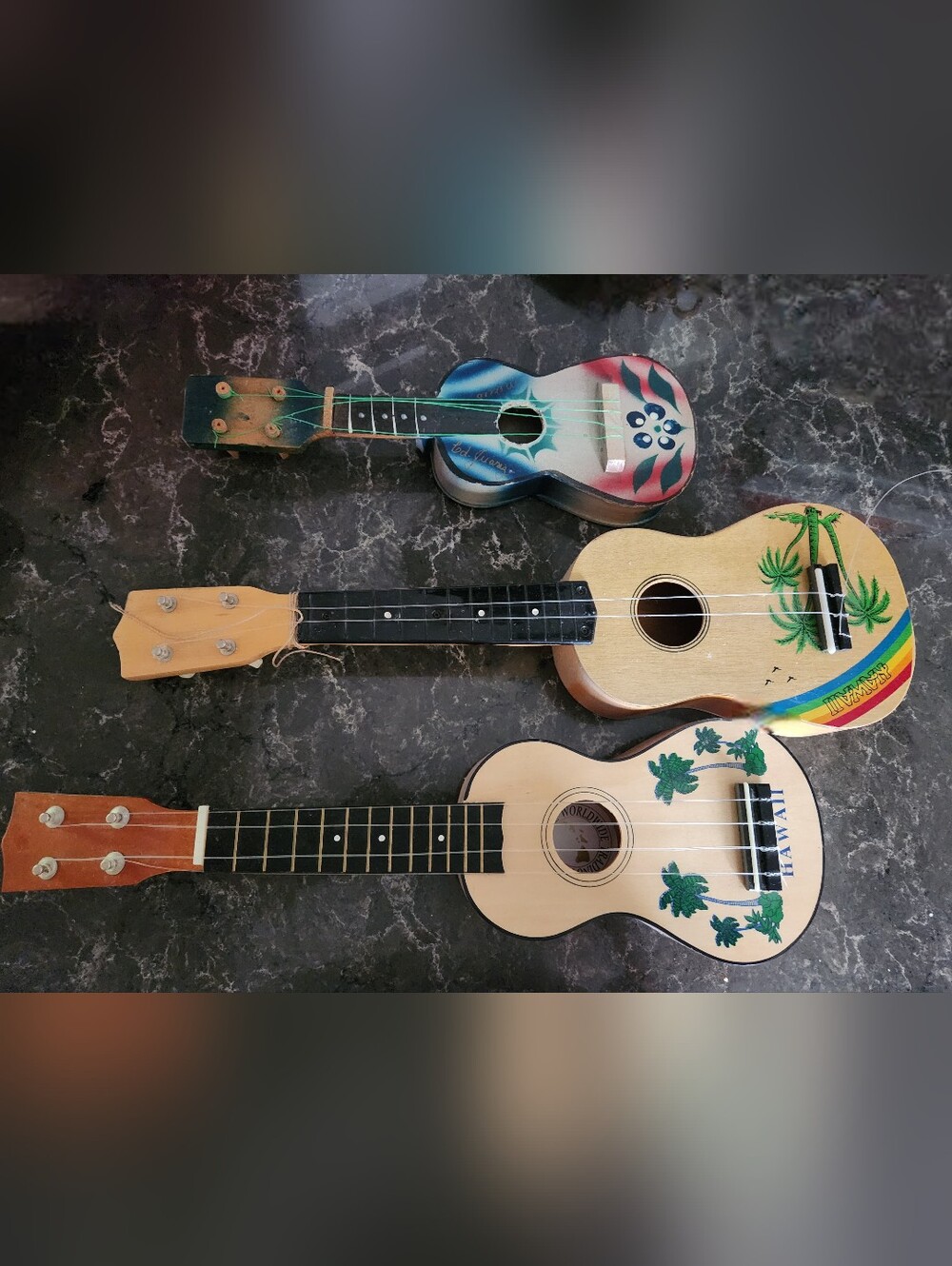 3 Decorative Ukuleles